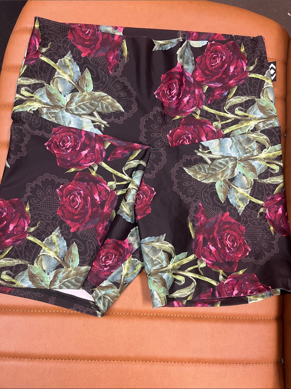 Exotica Athletica Rose Print Bike Shorts XL Floral Compression Activewear